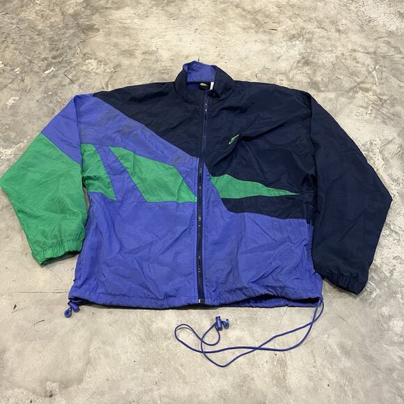 VTG Nike Windbreaker Jacket Colorblock Blue Green Multicolor Mens Medium READ - Picture 1 of 7
